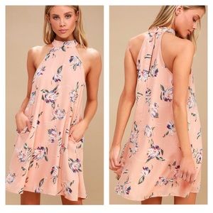 LULUS MERCI BOUQUET BLUSH FLORAL PRINT MOCK NECK